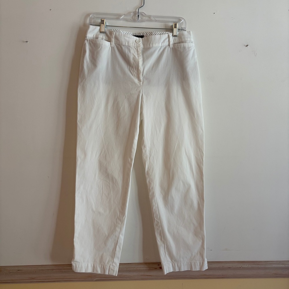 Talbots Perfect Crop Pants Womens 6 White Cotton Stretch Straight Leg Trousers